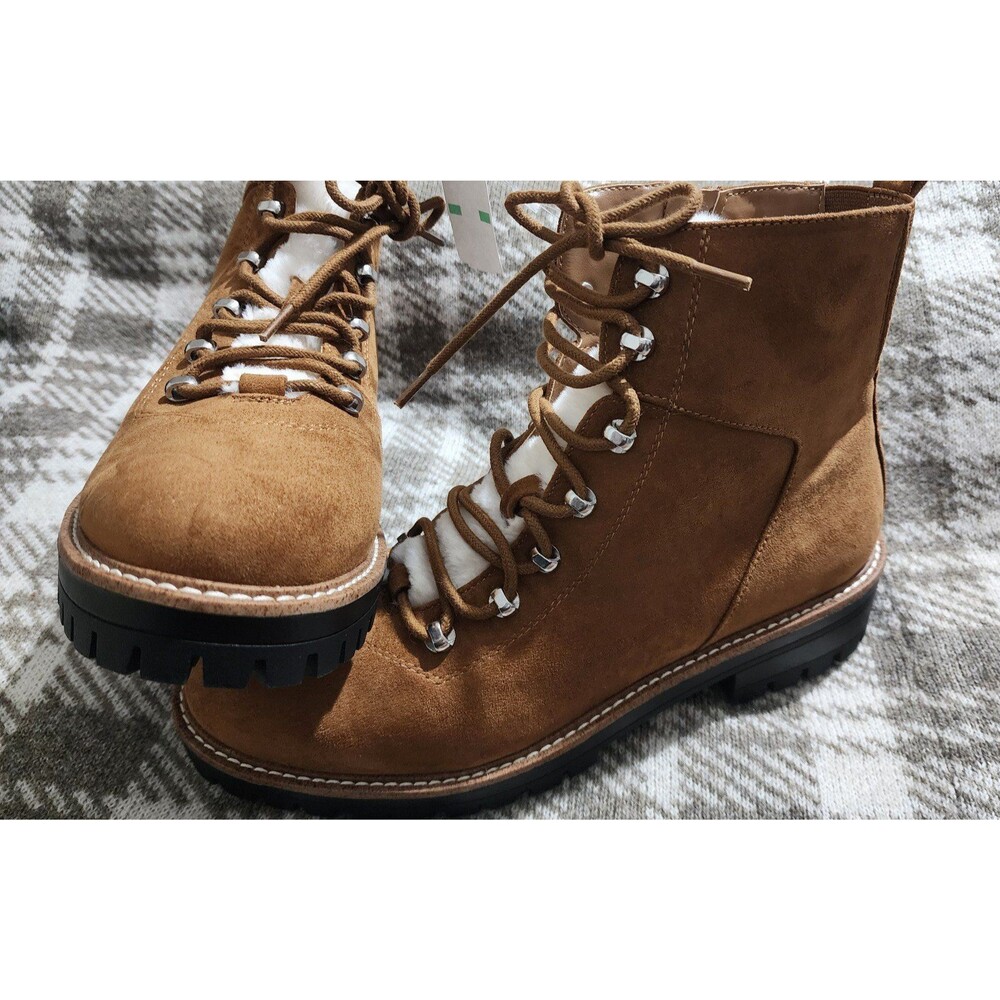 NEW COGNAC FAUX FUR LINED WINTER BOOTS SZ11.